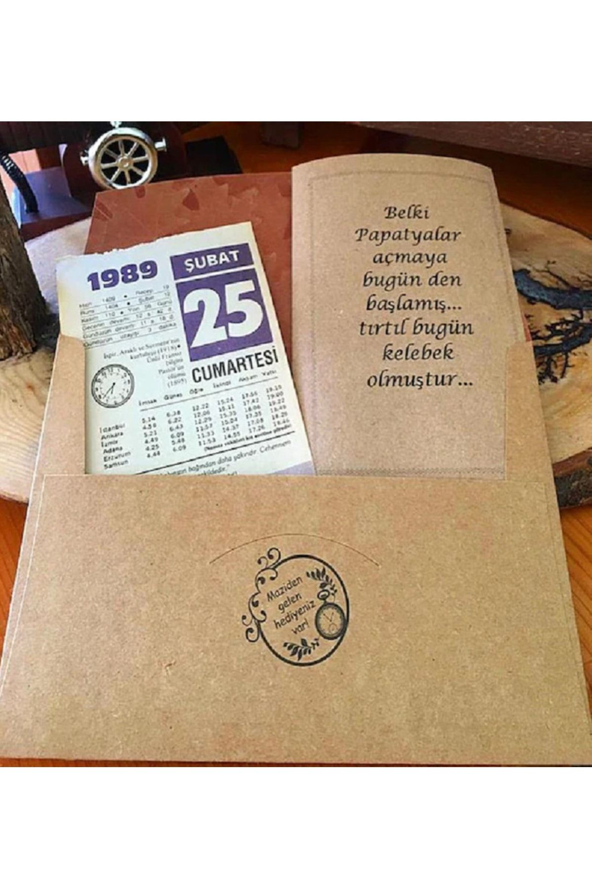 MAZİDENBİRYAPRAK Orijinal Takvim Yaprağı Nostaljik Zarflı