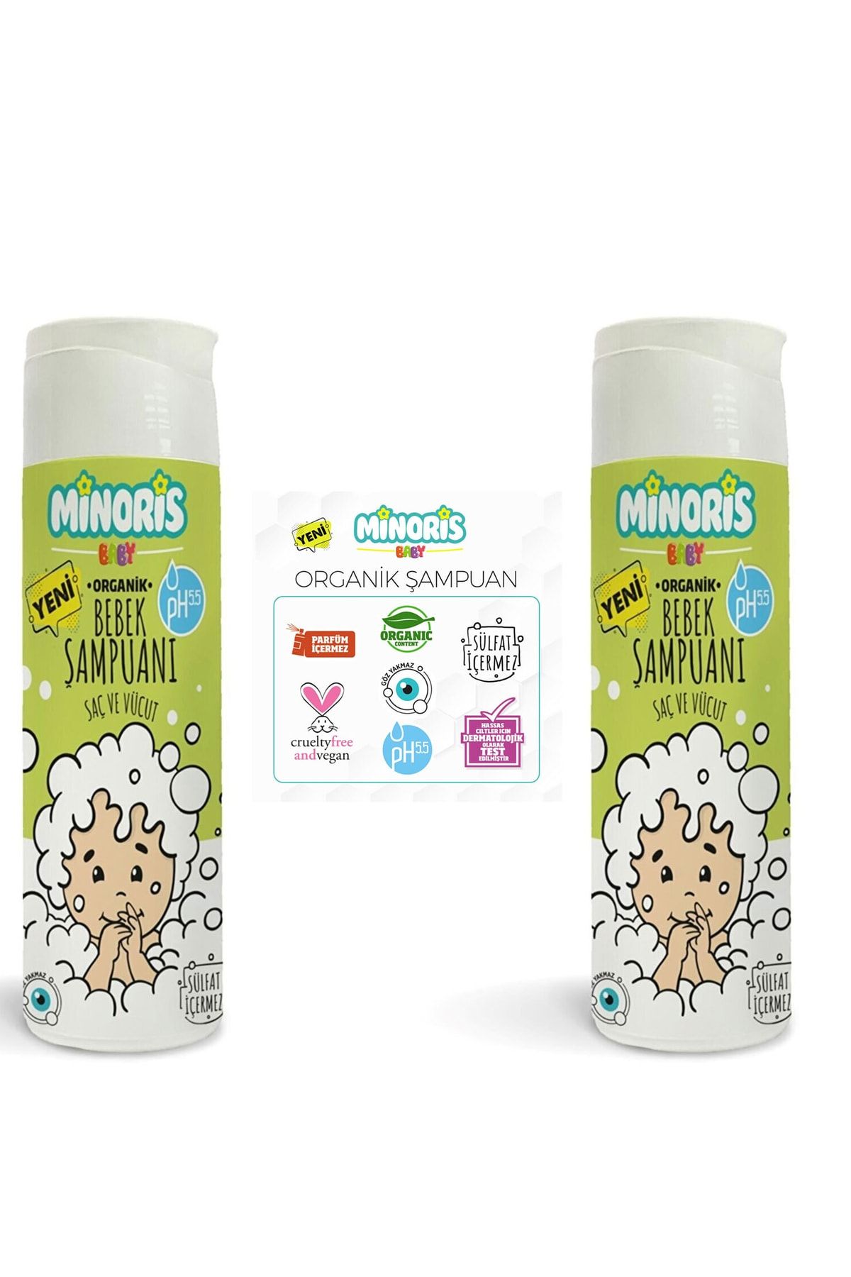 Minoris Baby Organik Bebek Saç Ve Vücut Şampuanı 200ml 2 Li Set