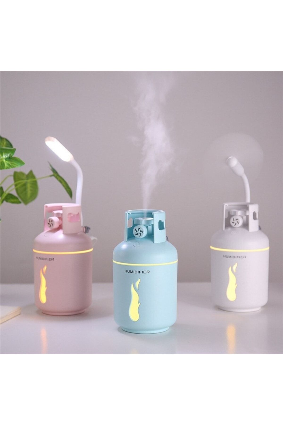 Genel Markalar Tüp Hava Nemlendirici Fanlı Ve Işıklı-dekoratif Gece Lambası|mini Fan Işık Seti
