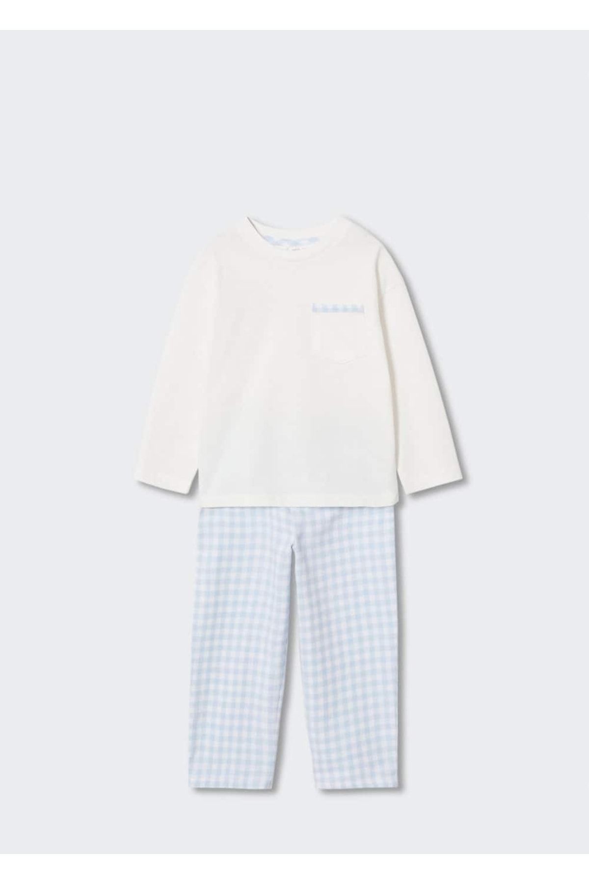 MANGO Baby Kareli Uzun Pijama Takımı