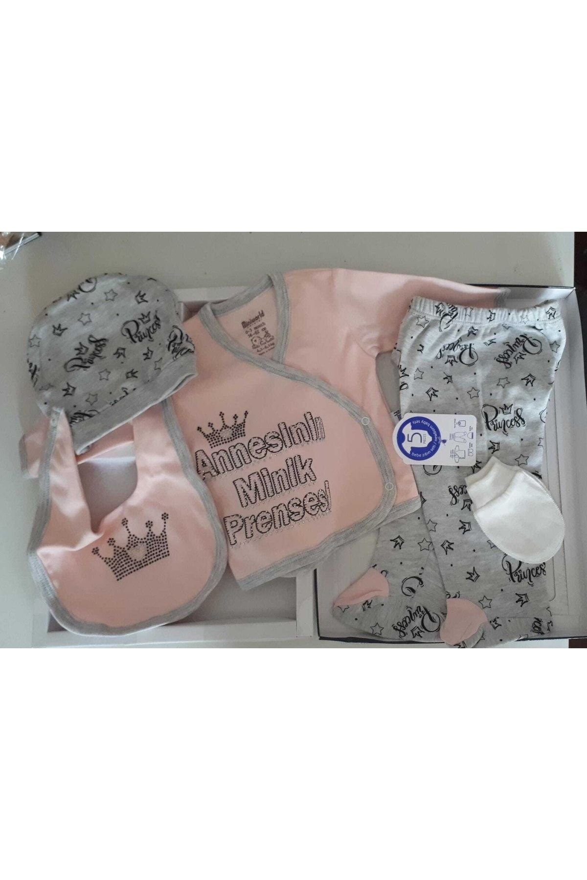 Miniworld Kız Bebek Annesinin Minik Prensesi 5'li Hastane Çıkışı Zıbın Seti Yenidoğan Bebek Hediyelik
