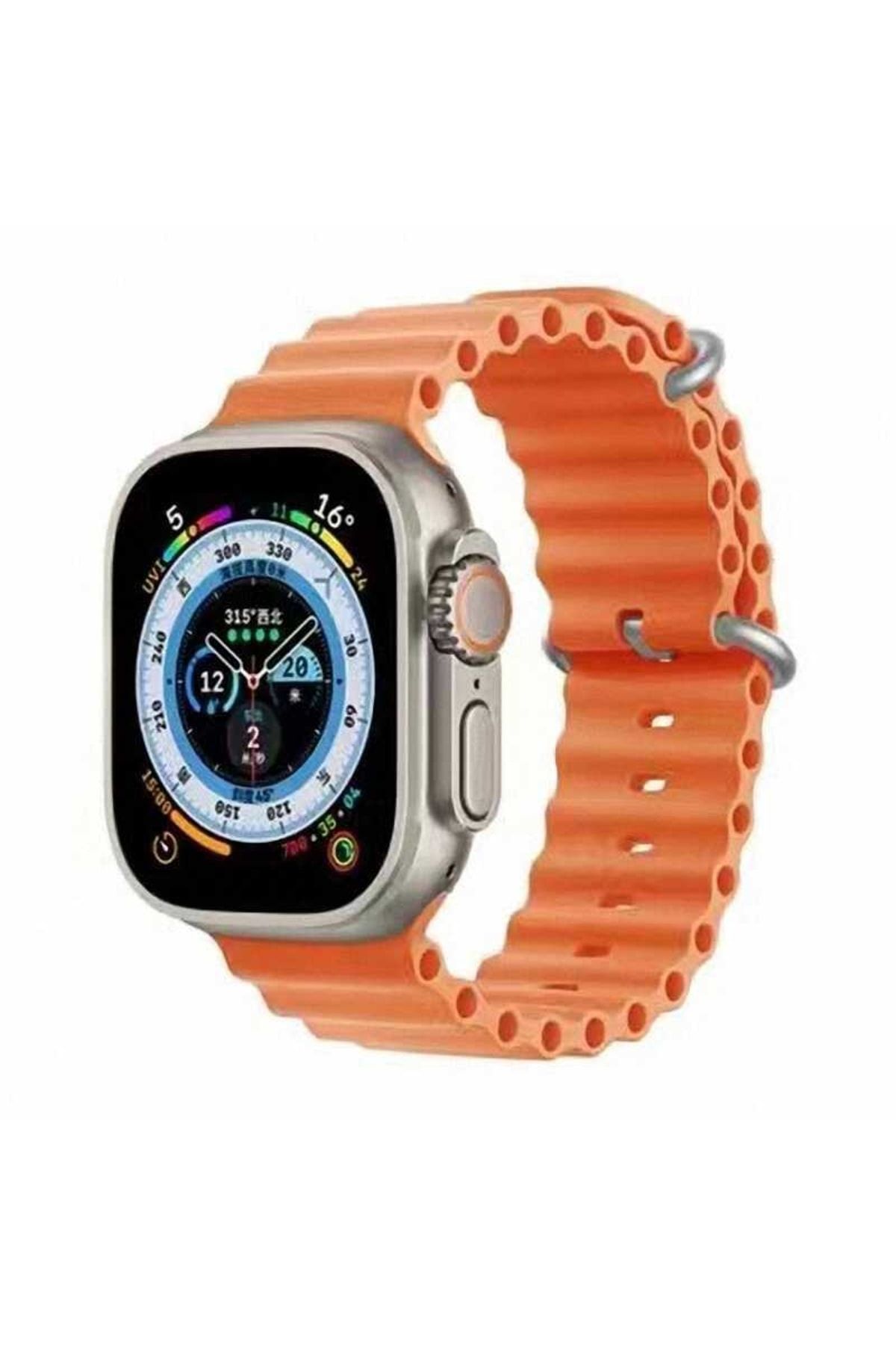 Fibaks Uyumlu Apple Watch 1 2 3 4 5 6 7 8 Se Uyumlu Nike 38 40 41mm Silikon Kasis Kabartmalı Ocean Kordon