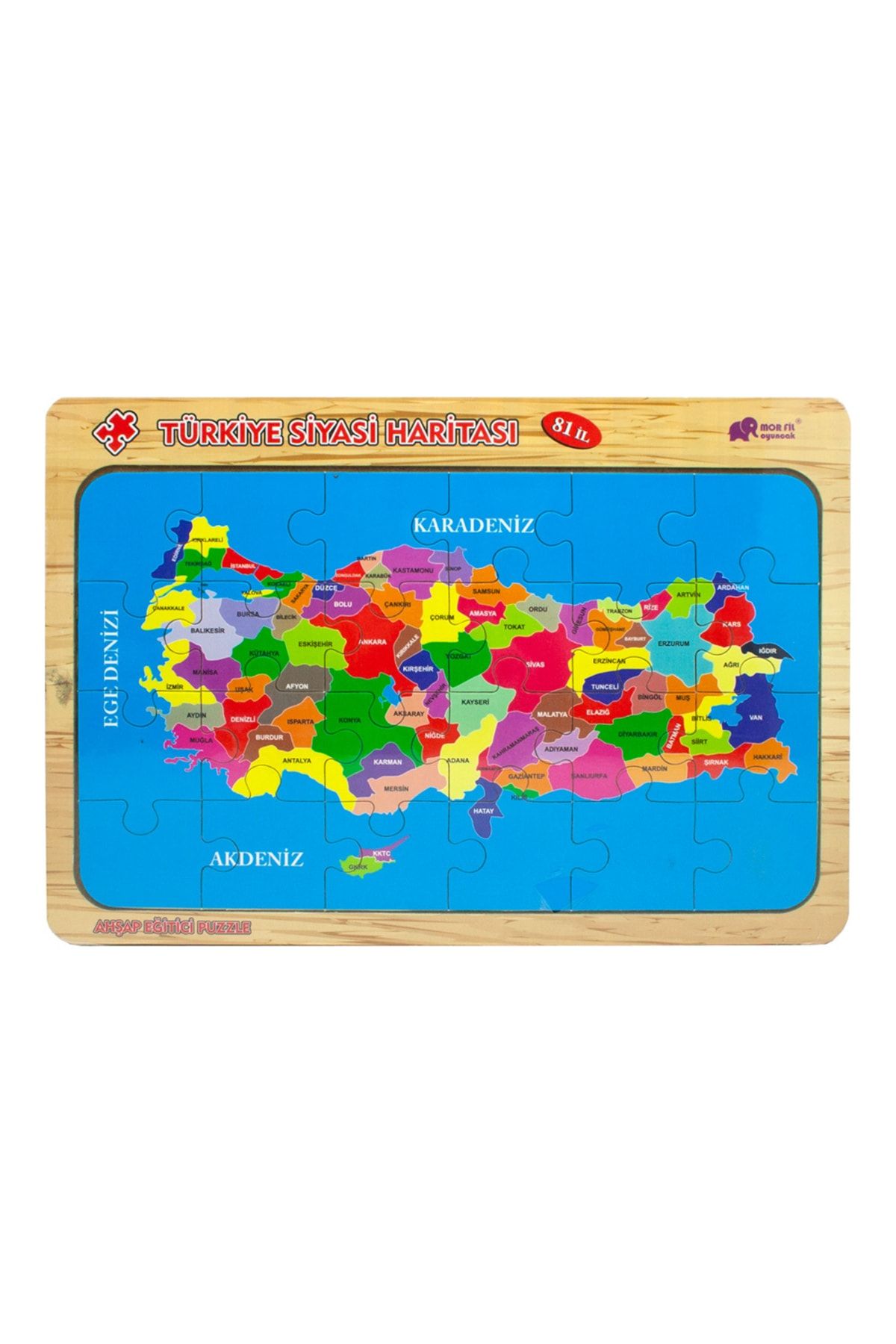 SEYFİKİRTASİYE Çocuk Ahşap Puzzle 24 Parça-türkiye Haritası