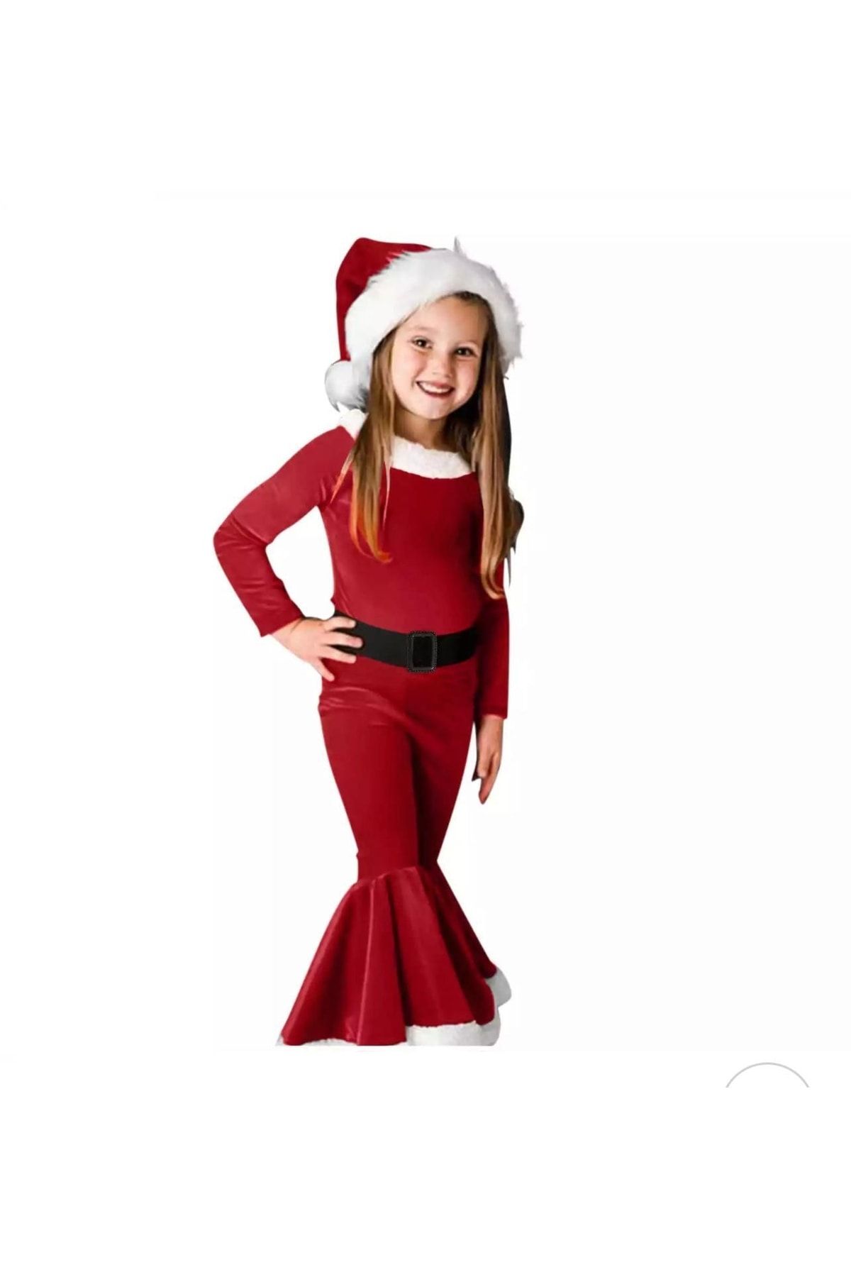 Jelibon Cixbebe Kız Çocuk Boneli Ponponlu Kemerli Noel Kız Kostümü