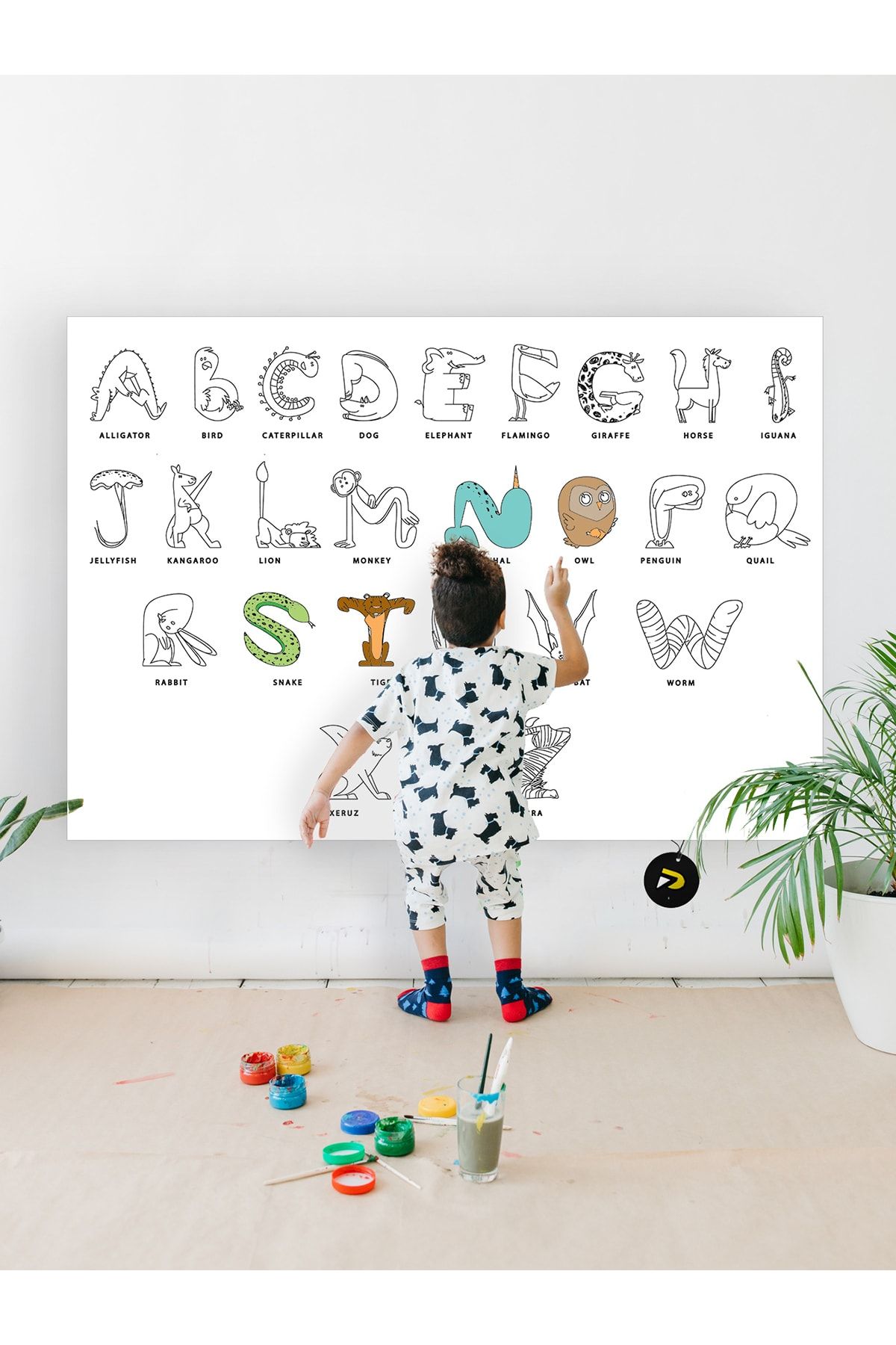 Postermanya Ingilizce Alfabe Eğitici Dev Boyama Kağıdı, Çocuklar Için Aktivite Boyama Rulosu (90x130cm)