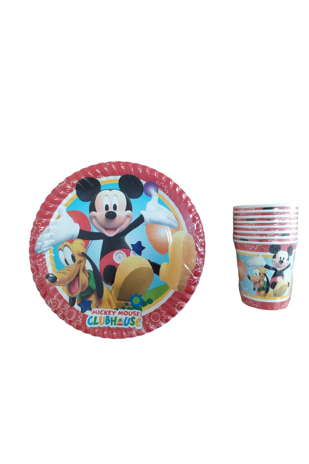 ECE PARTİ Mickey Mouse Temalı Karton Tabak Bardak Seti 8 Kişilik