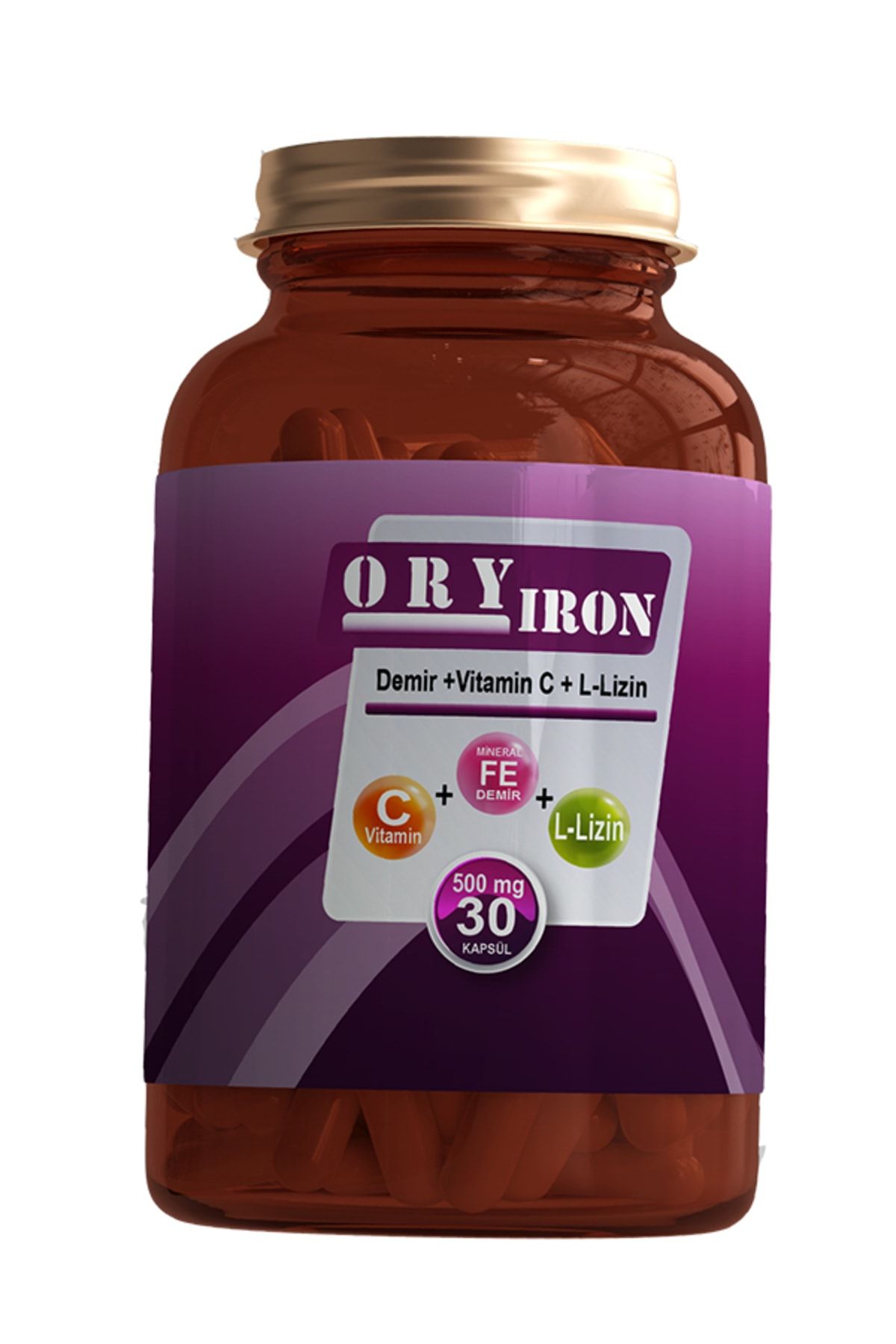 ORYPHARMA Vitamin C +demir +l-lizin Içeren 30 Kapsül Takviye Edici Gıda