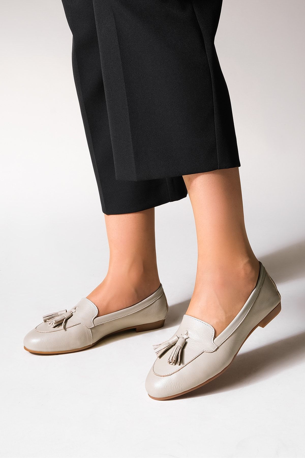 Marjin Kadın Hakiki Deri Loafer Comfort Ayakkabı Reyla vizon