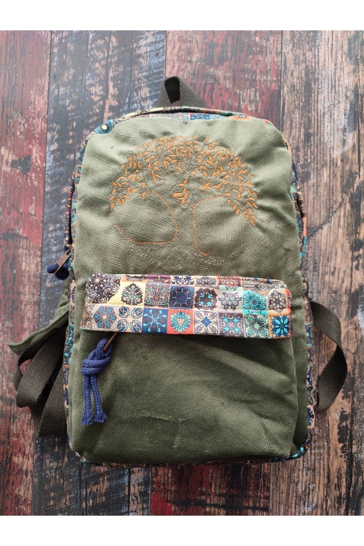 Street Bag Hayat Ağacı Nakışlı Etnik Otantik Bohem Çanta Günlük Seyehat Kullanım