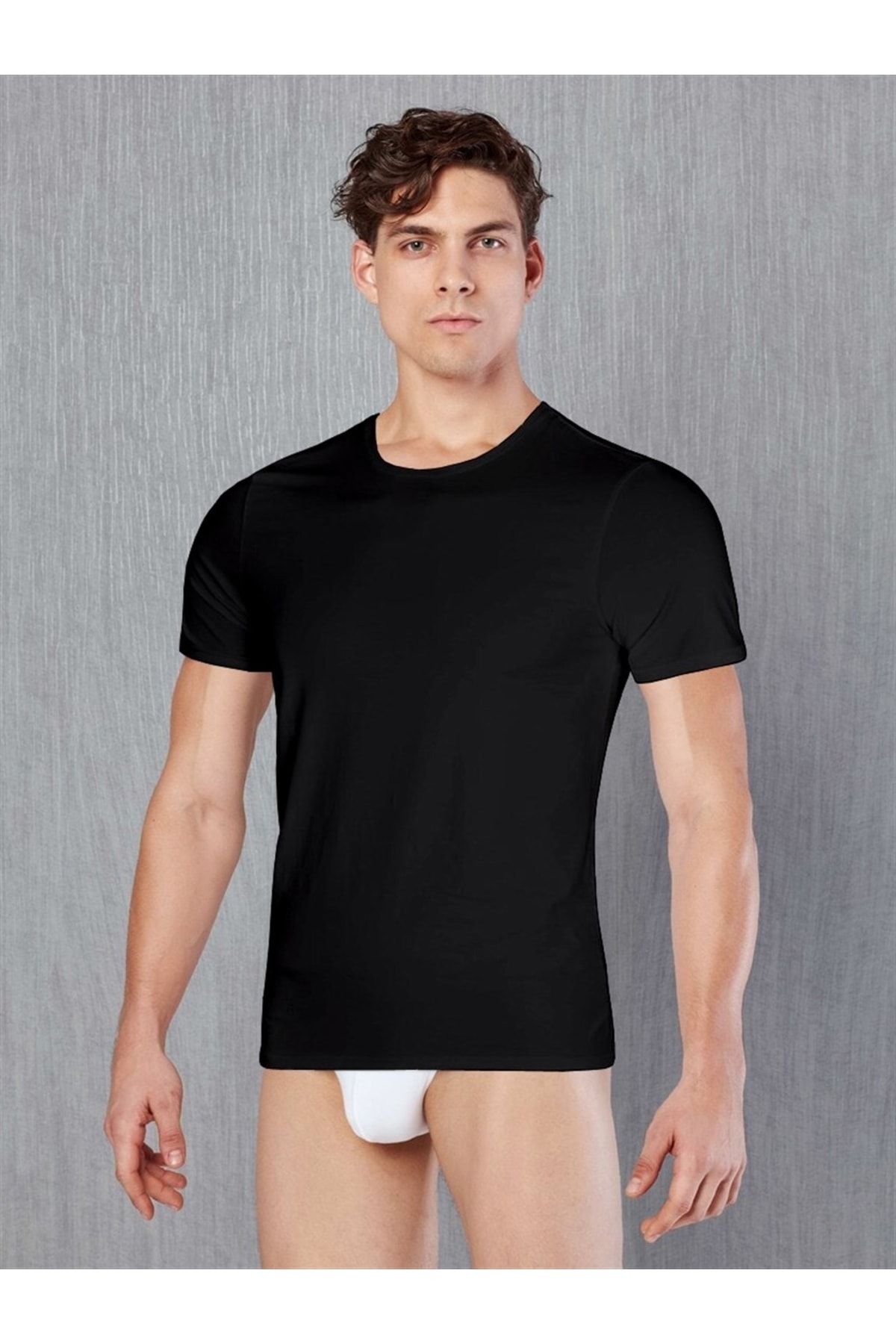 Doreanse Erkek Siyah Koton Kumaş T-shirt