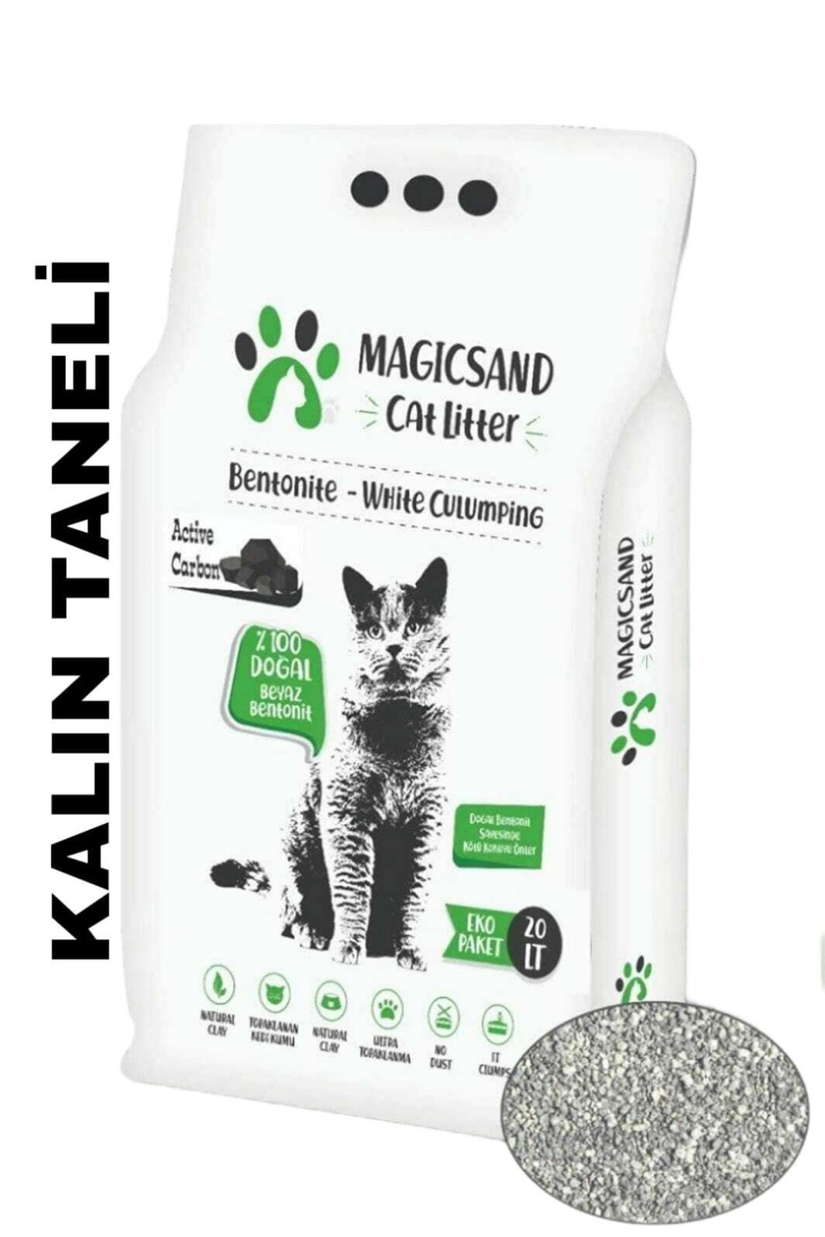 Magic Sand Cat Litter Active Carbon Kedi Kumu Kalın Taneli 20 Lt
