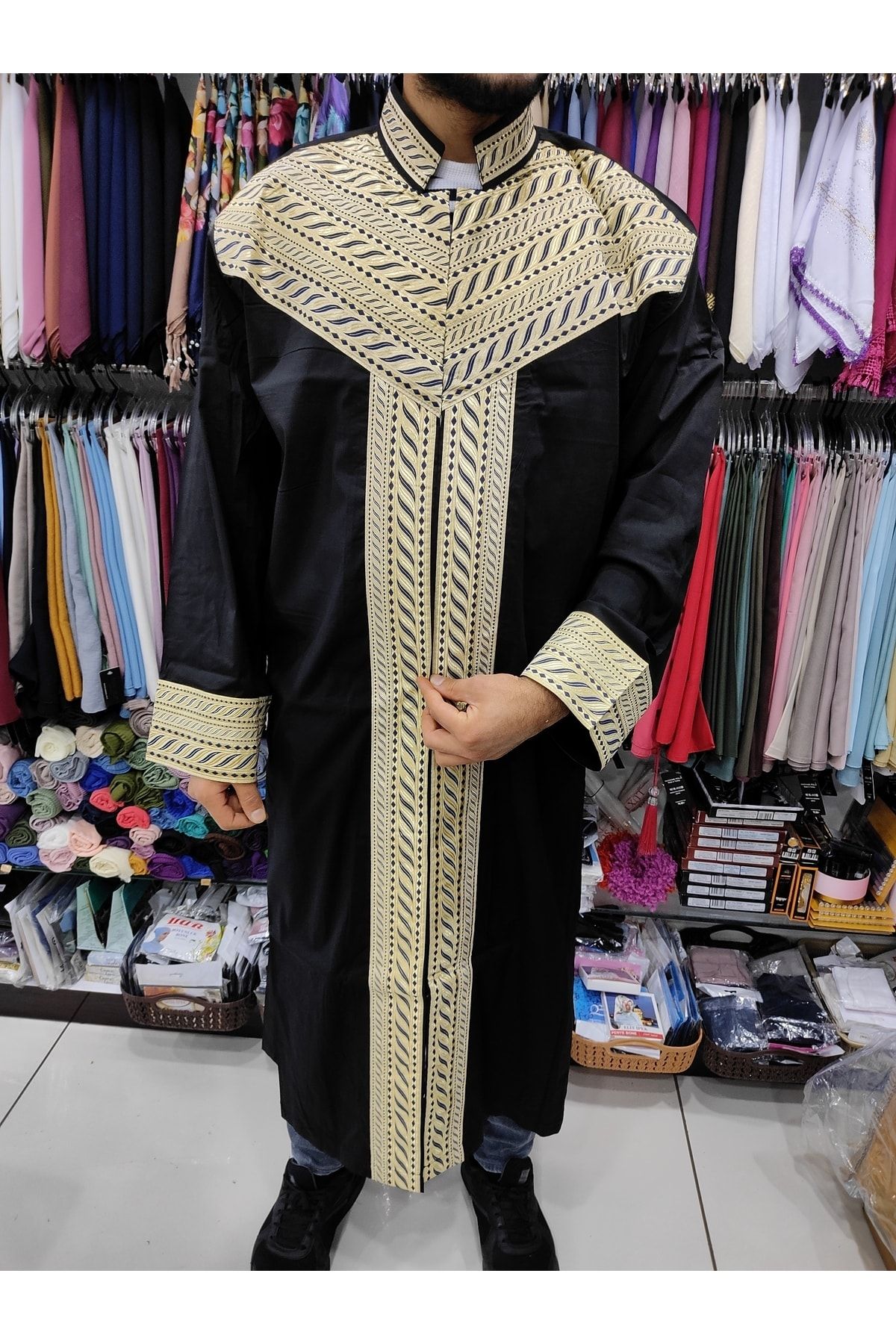 OSMANLI Yoğun Nakış Işlemeli Erkek Namaz Kıyafeti Imam Cübbesi