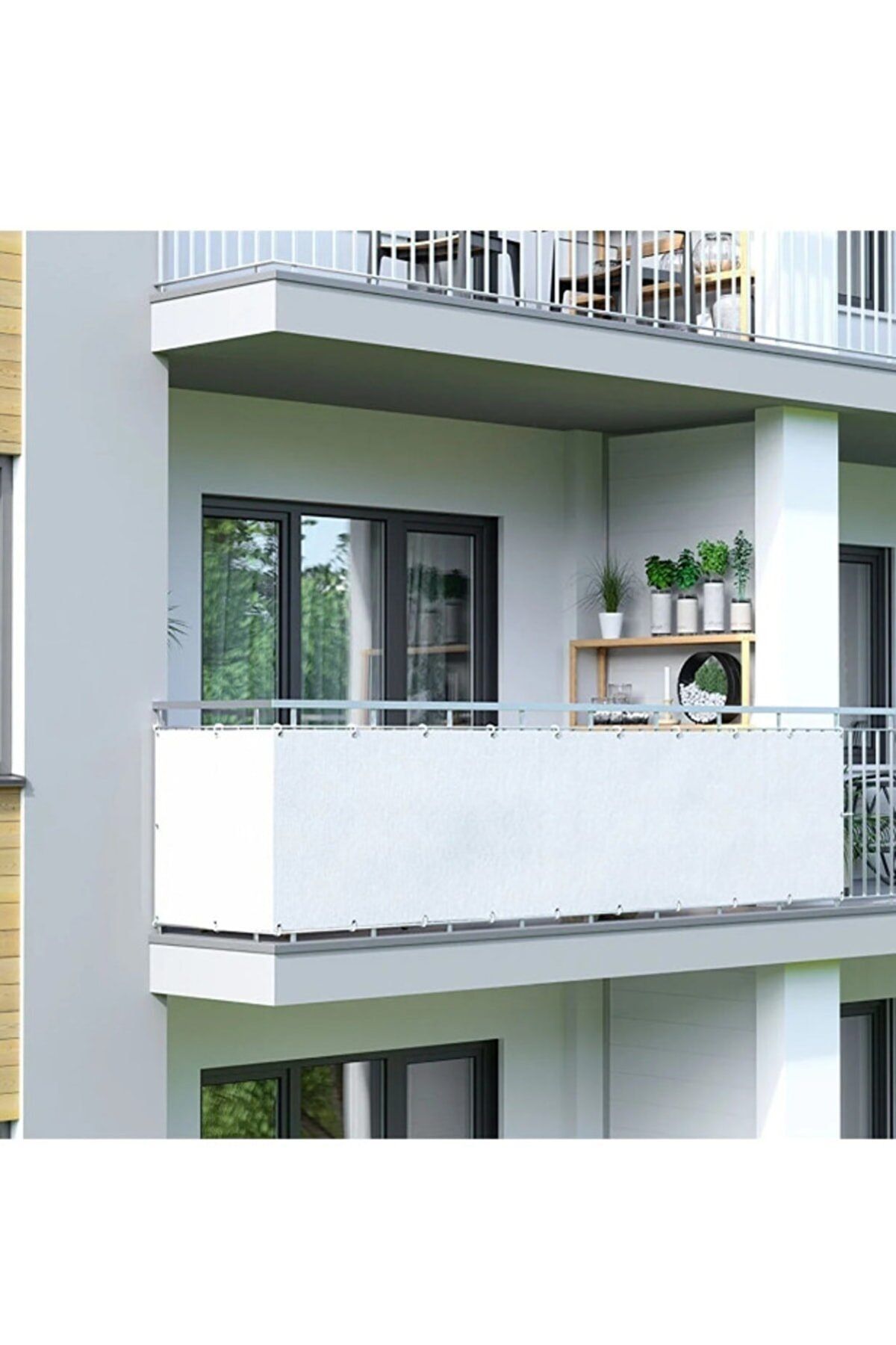 Edoplast 3m X 65 Cm Beyaz Renk Balkon Demiri Brandası Gölgelik Çadırı Su Geçirmez