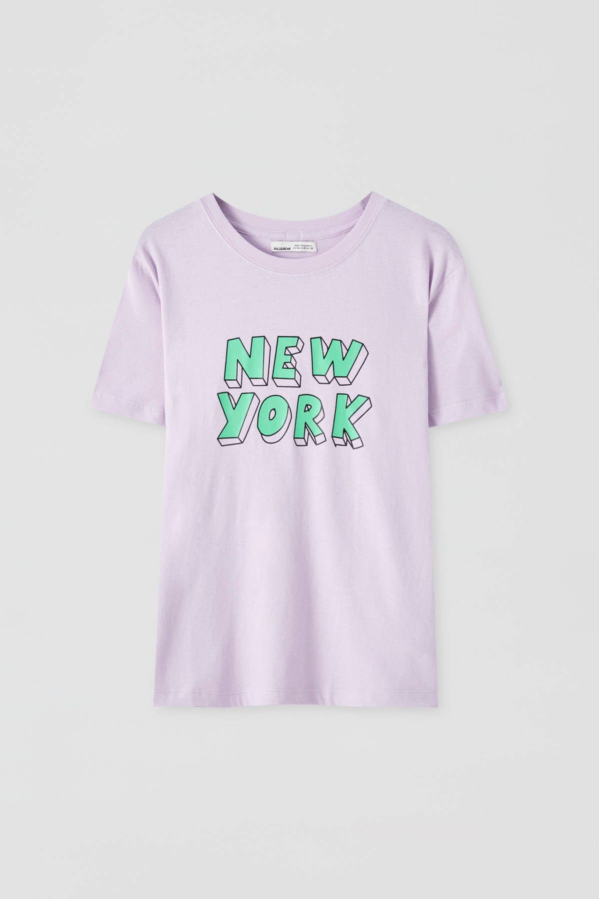 Pull & Bear Lila New York Yazılı T-Shirt