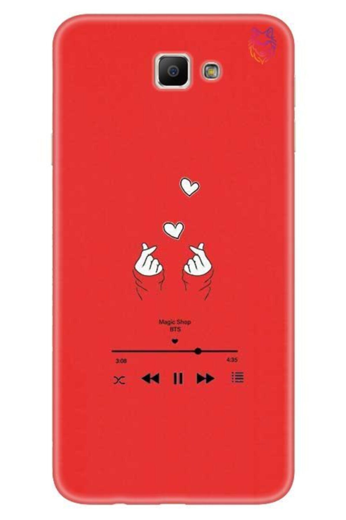 Wolf Dizayn Samsung J7 Prime 2 Kırmızı Silikon Kılıf-music Bts