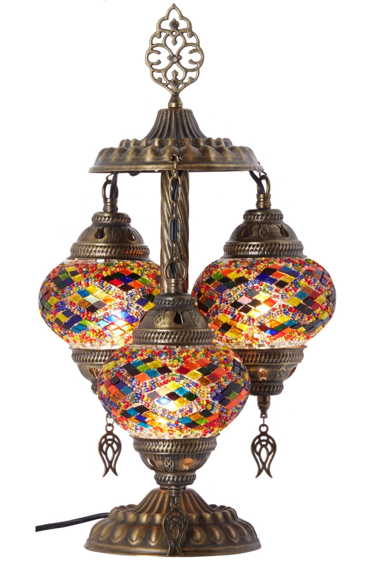 Demmex Mozaik Mini Masaüstü Lambader 3''lü Otantik Lamba Dekor Abajur Aydınlatma Gece Lambası