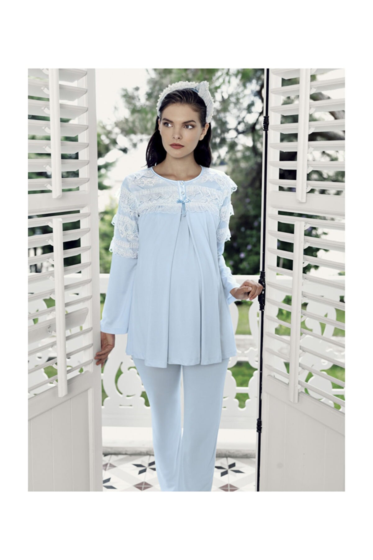 Artış Kadın Mavi Lohusa Lux Pijama Takım-7212-2