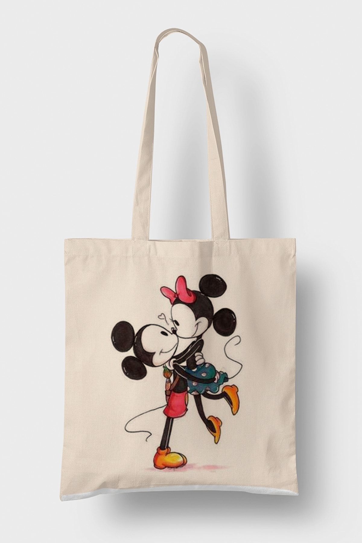 2K Dizayn Mickey And Minnie Mouse Tasarım Bez Çanta