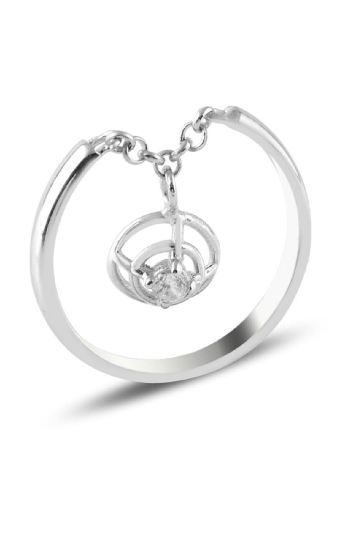 Silverella Gümüş Zirkon Taşlı Sallantılı Eklem Yüzüğü