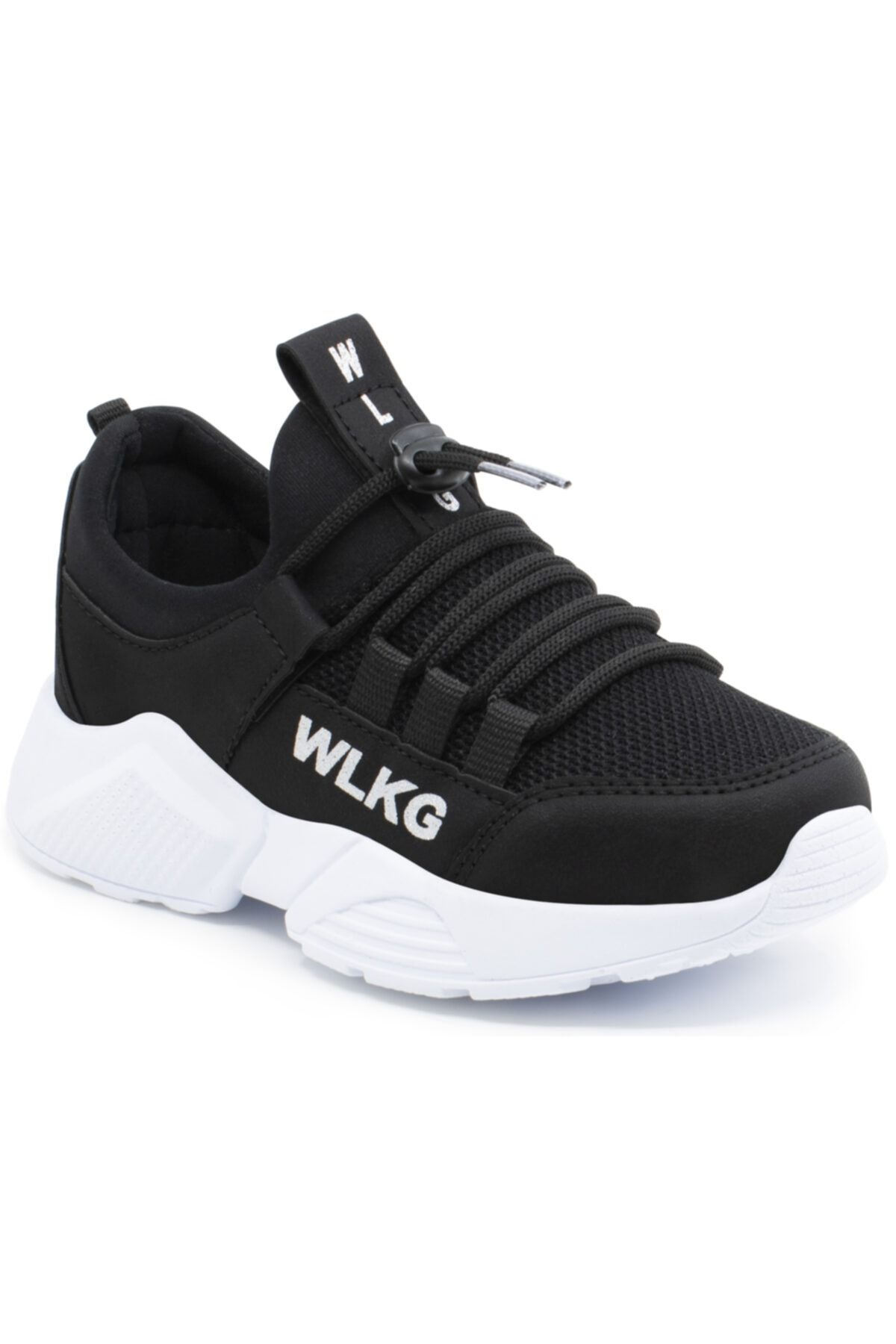 Khayt Unisex Çocuk Siyah-Beyaz Air Walking Bağsız Rahat Hafif Spor Ayakkabı