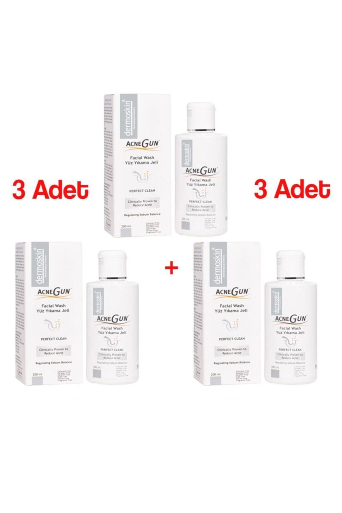 Dermoskin Acnegun (aknegun) Yüz Yıkama Jeli 200 Ml 3 Adet Skt 02/2022