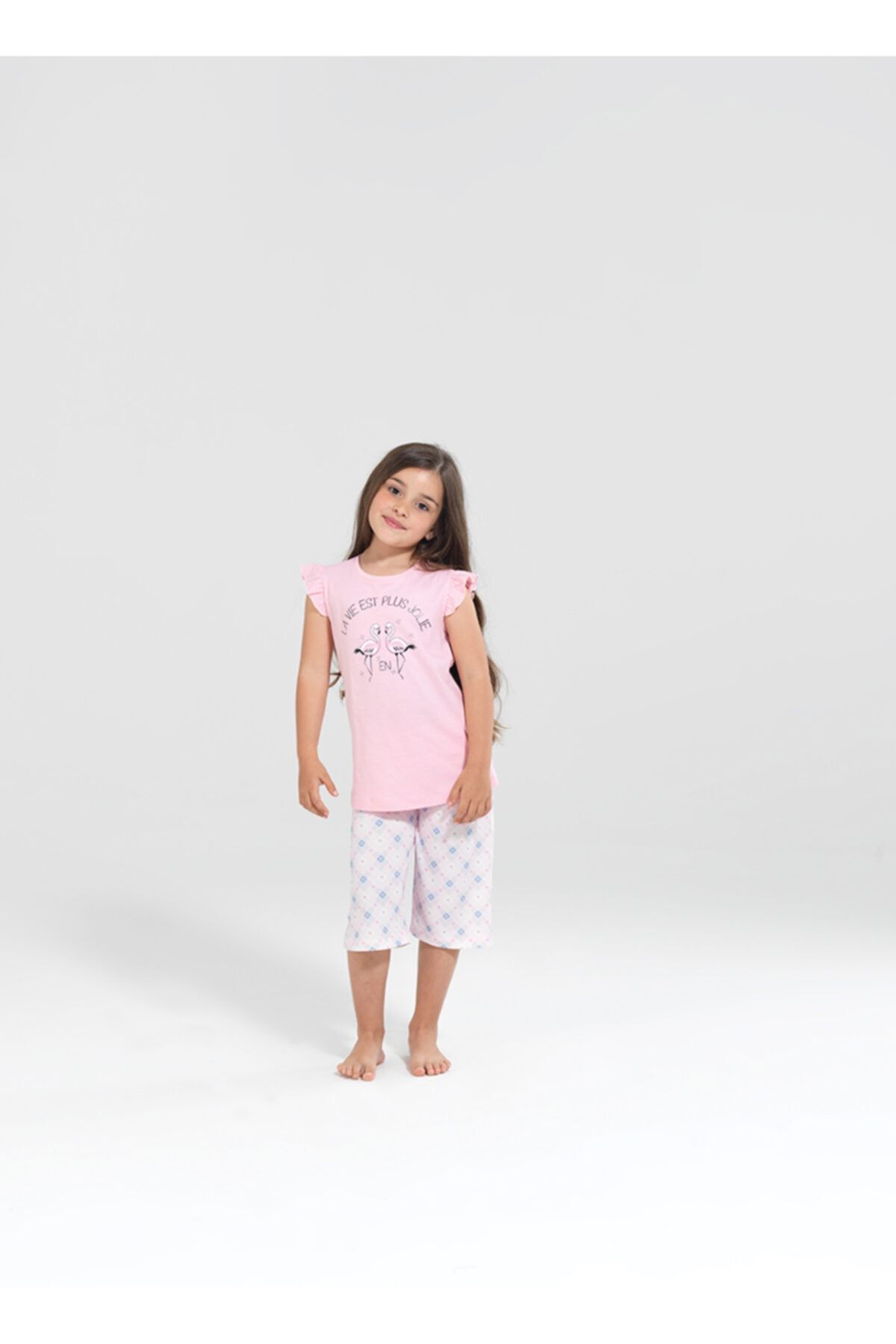 Blackspade Kız Çocuk Pembe Capri Pijama Takımı 50195