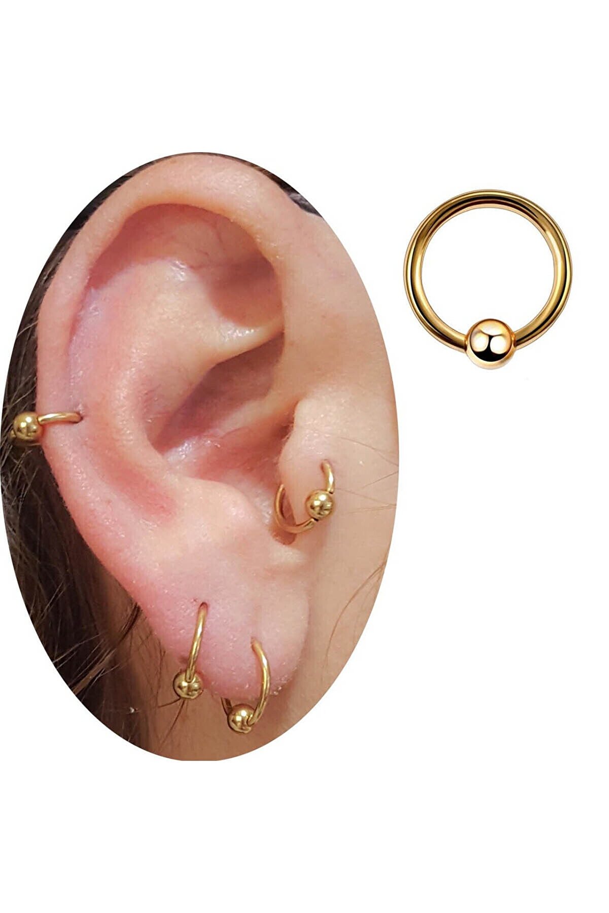 Cadının Dükkanı Cerrahi Çelik Gold Rengi Kulak-dudak-burun Piercing (iç Çap 6 Mm)