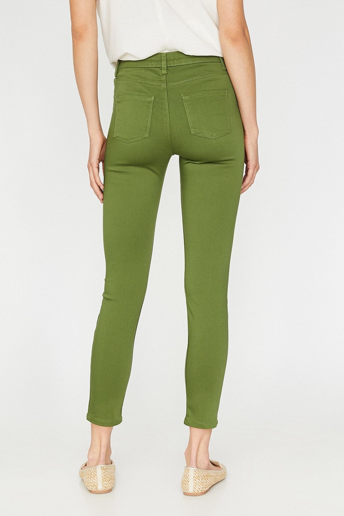 Koton Kadın Yeşil Normal Bel Dar Kesim Pantolon