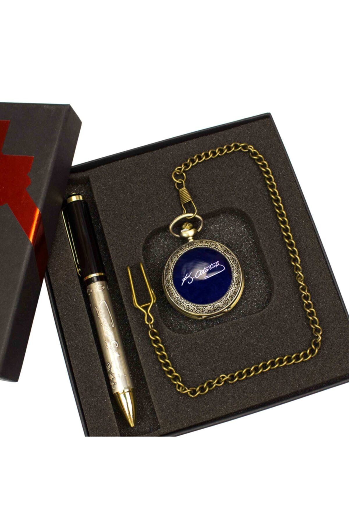 hediyerengi Atatürk Temalı Köstekli Saat Ve Kalem Seti Tasarım Kutulu M4