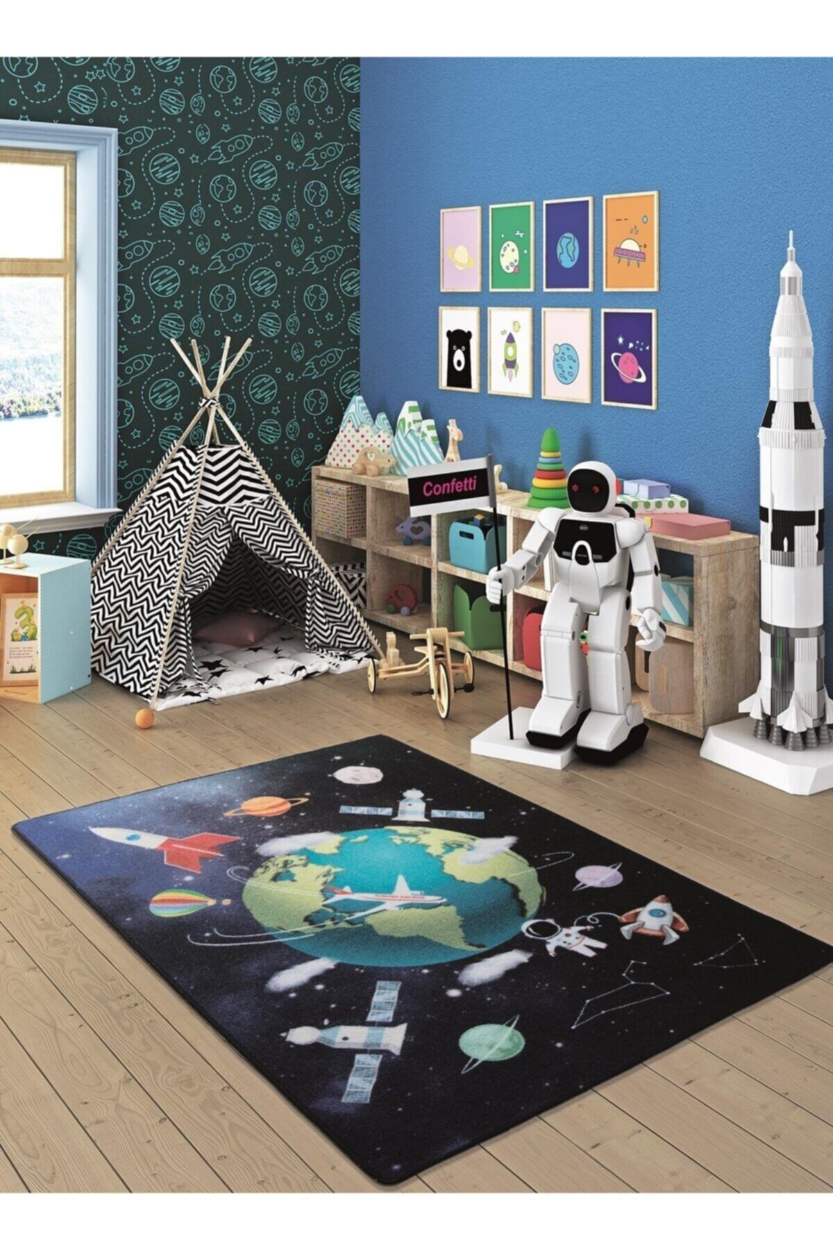 Confetti Clk 133x190 Outer Space Spacetime Çocuk Odası Halısı