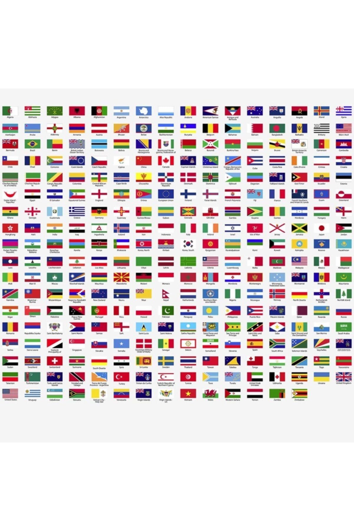 KT Decor 288 Adet Ülke İsimleri Ve Bayrakları Mega Set Duvar Sticker