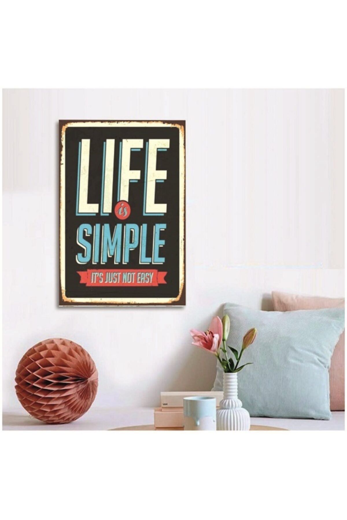 FERMAN HEDİYELİK Life Is Simple Ahşap Retro Poster 17,5x27,5 Cm