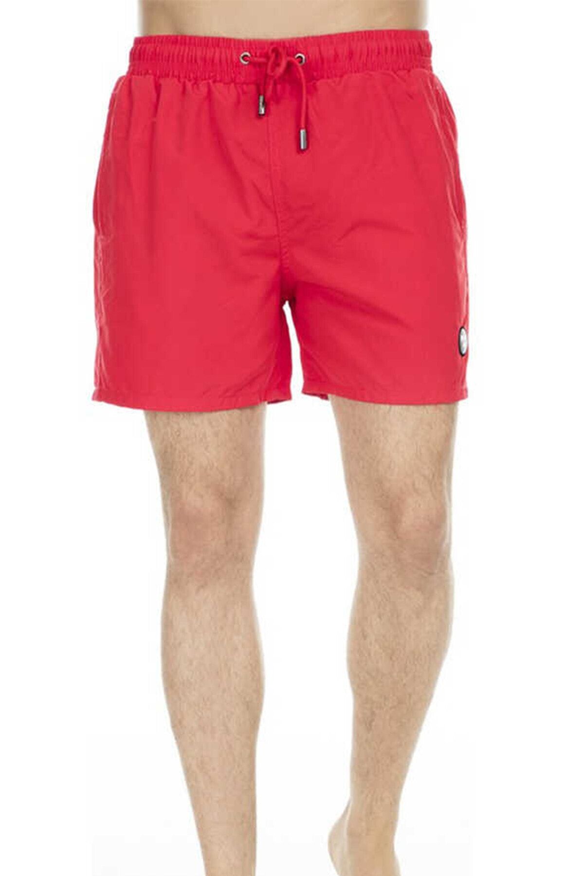 Miami Beach Erkek Kırmızı Su İtici Özellikli Havuz Deniz Şort Mayo - Basic Model Düz Renk 301