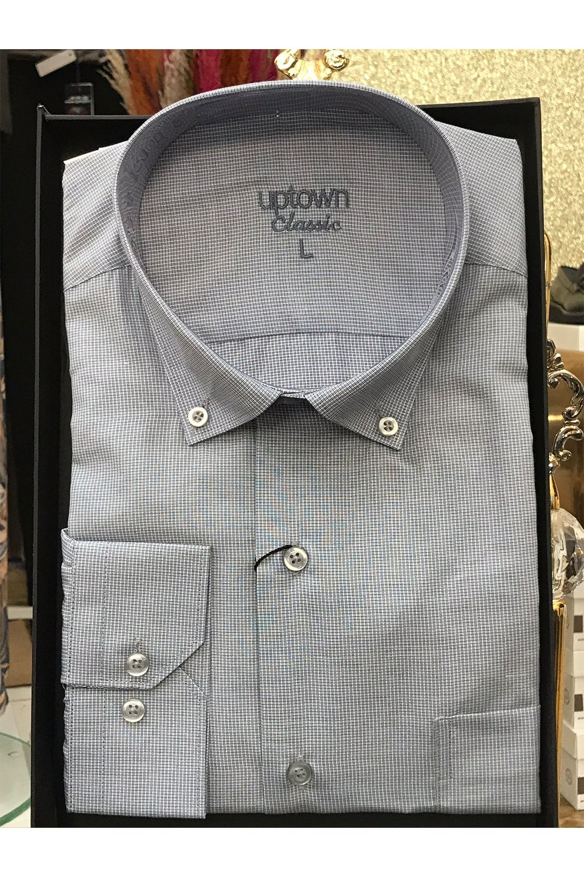 Uptown Erkek Gömlek Uzun Kollu Cepli Desenli