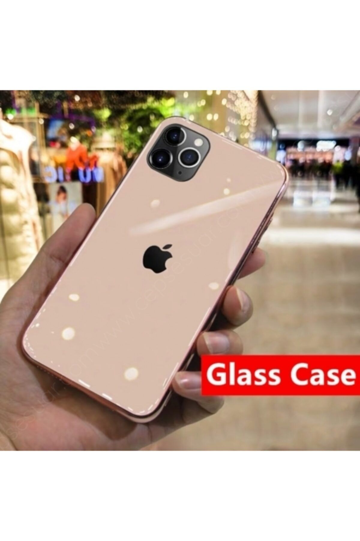 TEKNO GARAGE Apple Iphone 11 Pro Max Cam Logolu Kasa Rengi Ile Uyumlu Cam Kapak+kırılmaz Cam Hediye