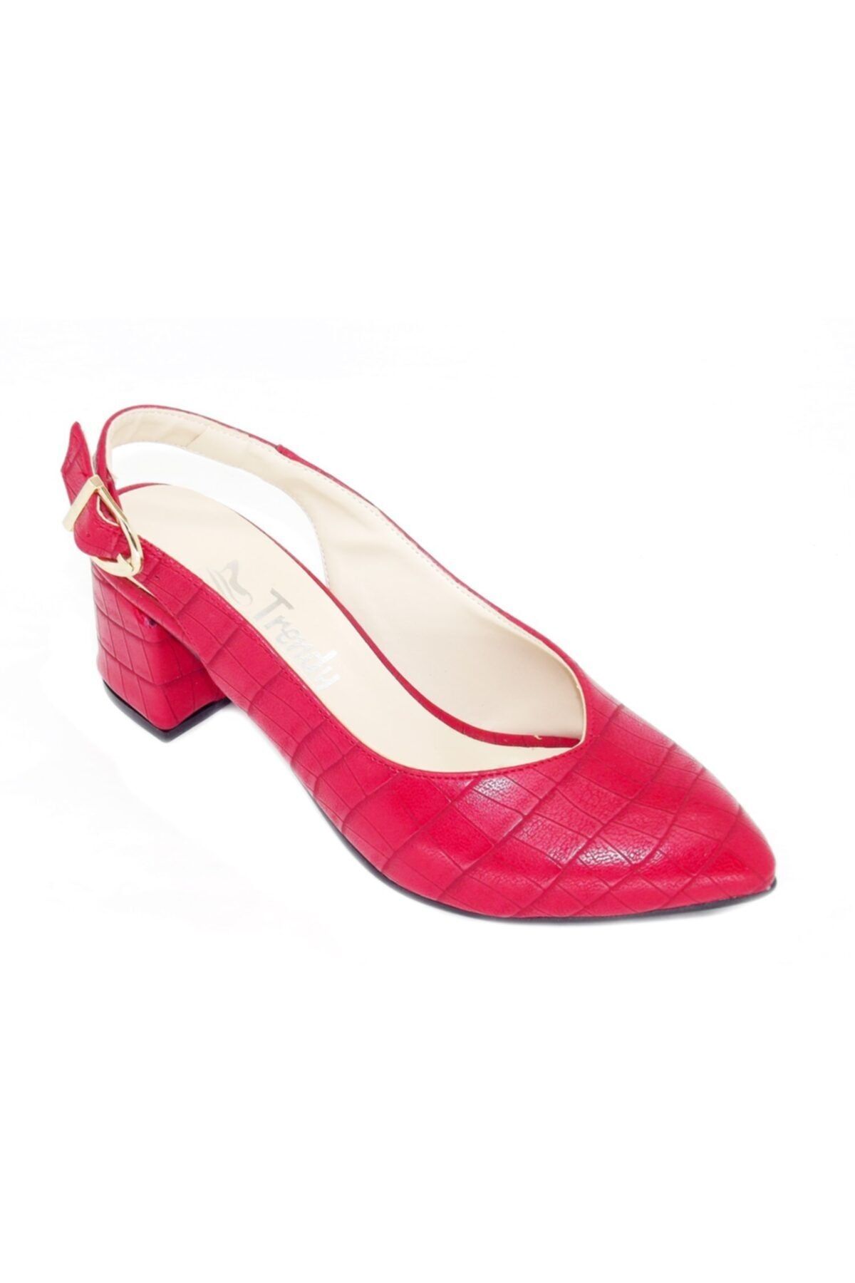 TRENDY Kadın Kırmızı Kalın Topuklu Günlük Ayakkabı 100100121