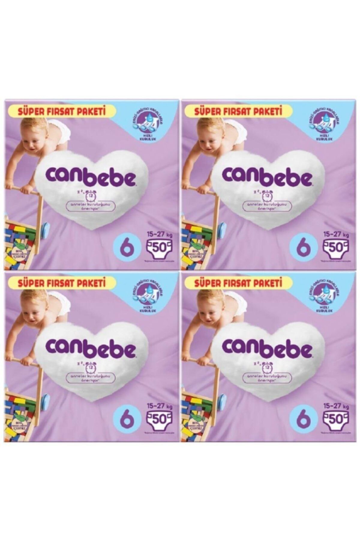 Canbebe 4'lü Bebek Bezi Süper Fırsat Paketi 6 Beden 50 Adet