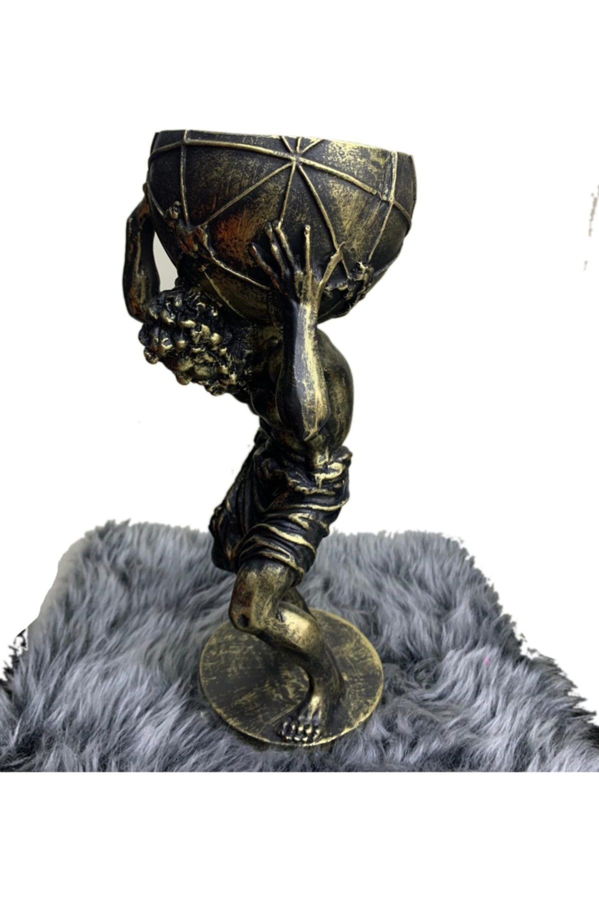 By Ari Ev Dekorasyon Dünyayı Taşıyan Adam Atlas Gümüş Saksı Vazo