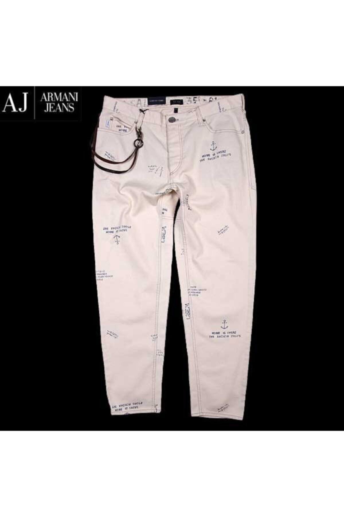 Armani Jeans Armanı Jeans Erkek Beyaz Baskılı Jeans Pantolon