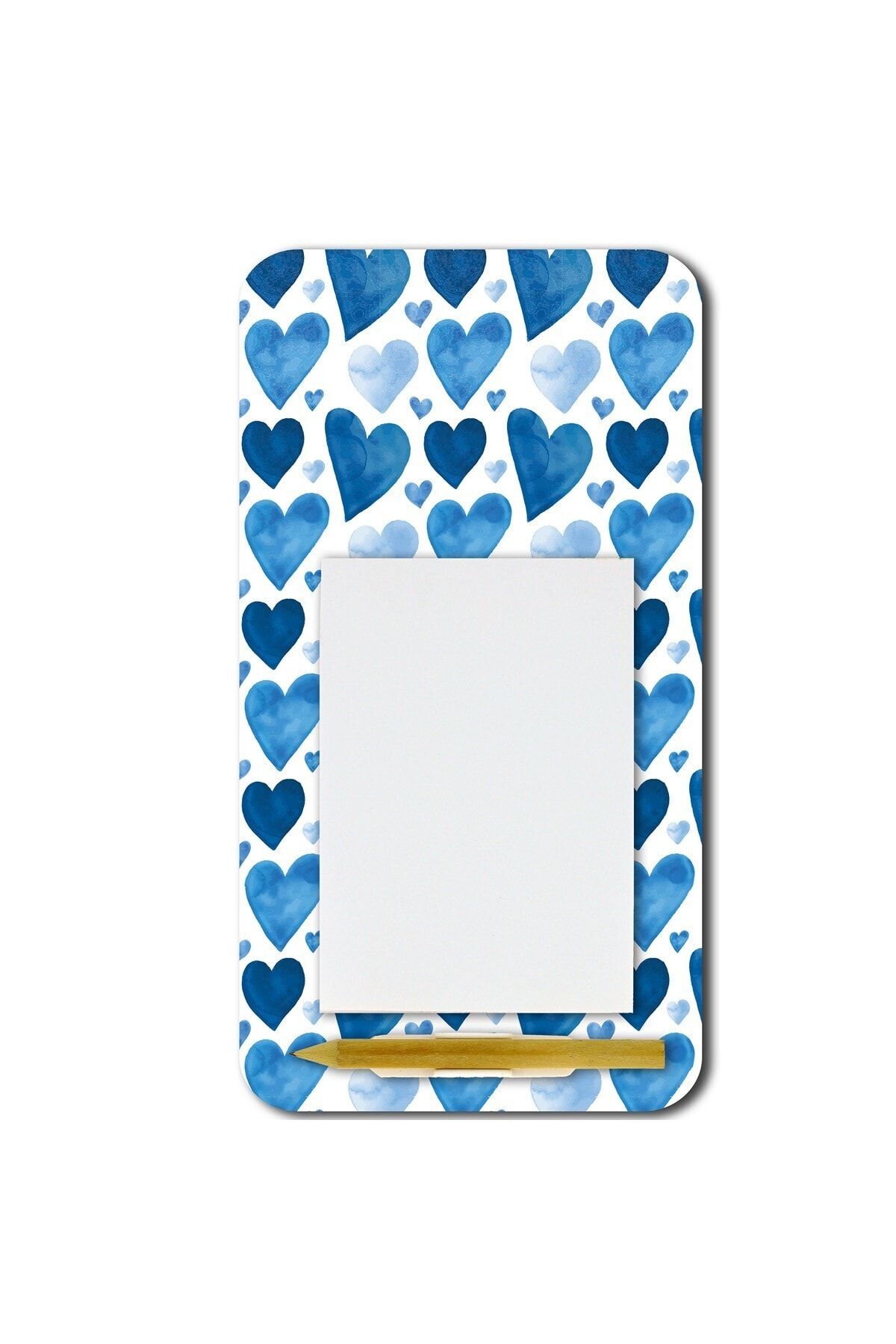 WuW Mavi Kalp Desenli Magnetli Kalemli Notluk Buzdolabı Magneti