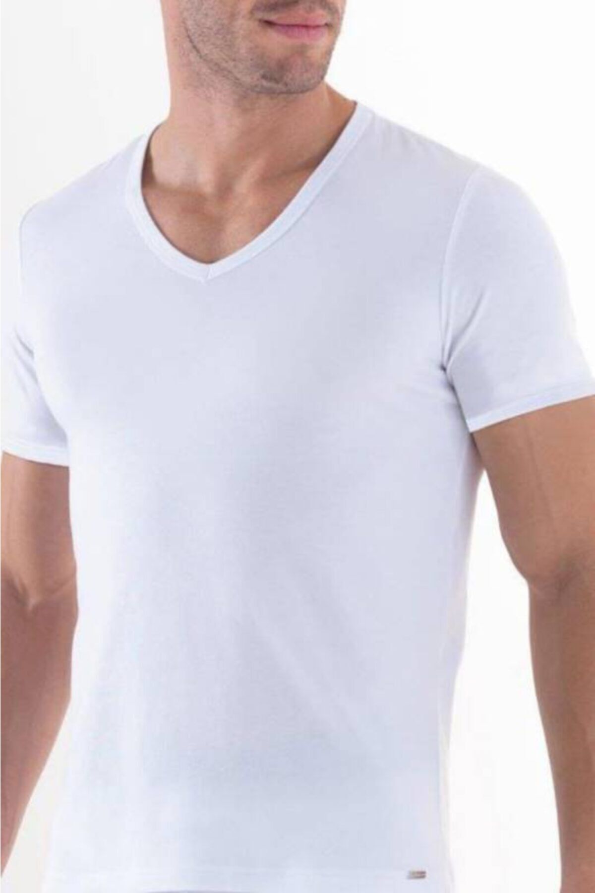 Blackspade Black Spade 9308 % 94 Modal Kumaş Silver Serisi V Yaka Erkek T-shirt Beyaz
