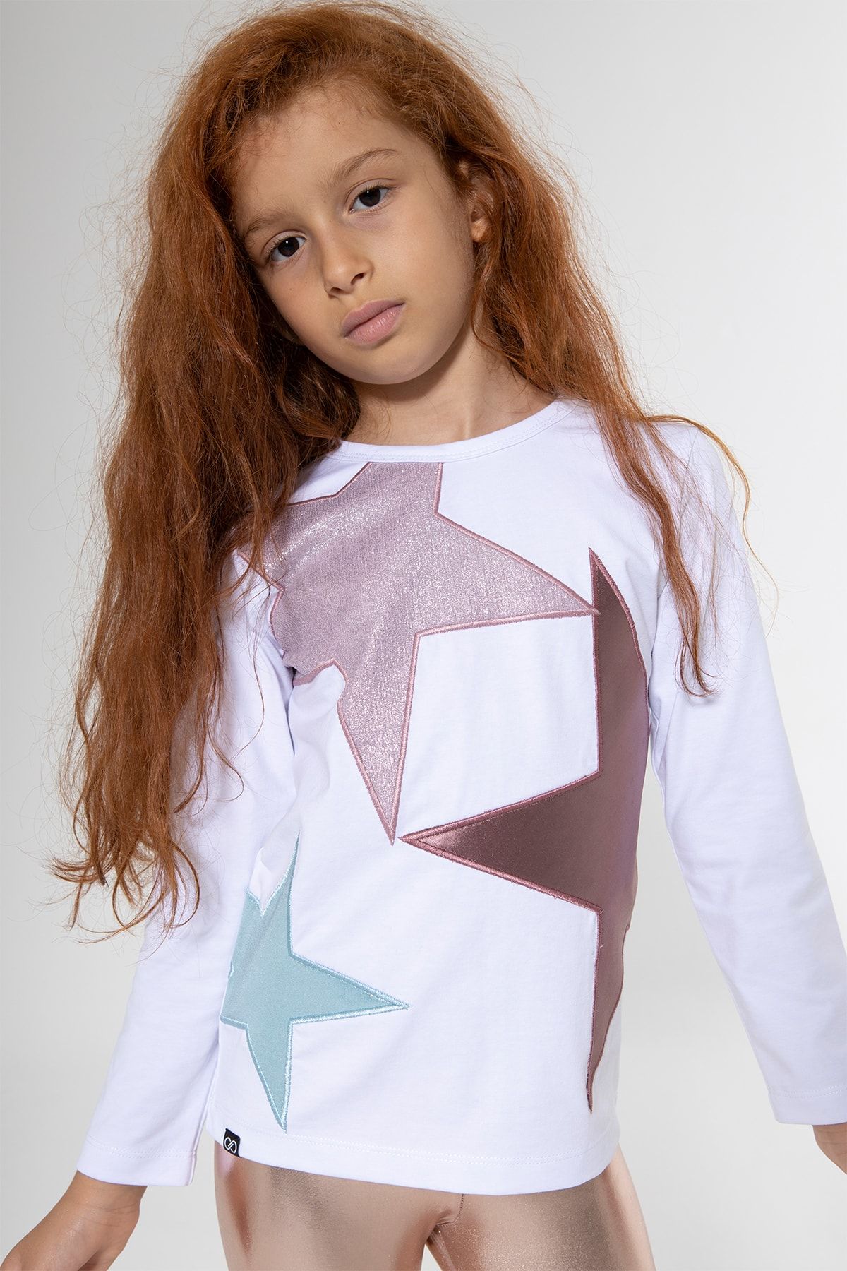 Colorinas Yıldız Aplikeli Uzun Kol Kız Çocuk Tişört