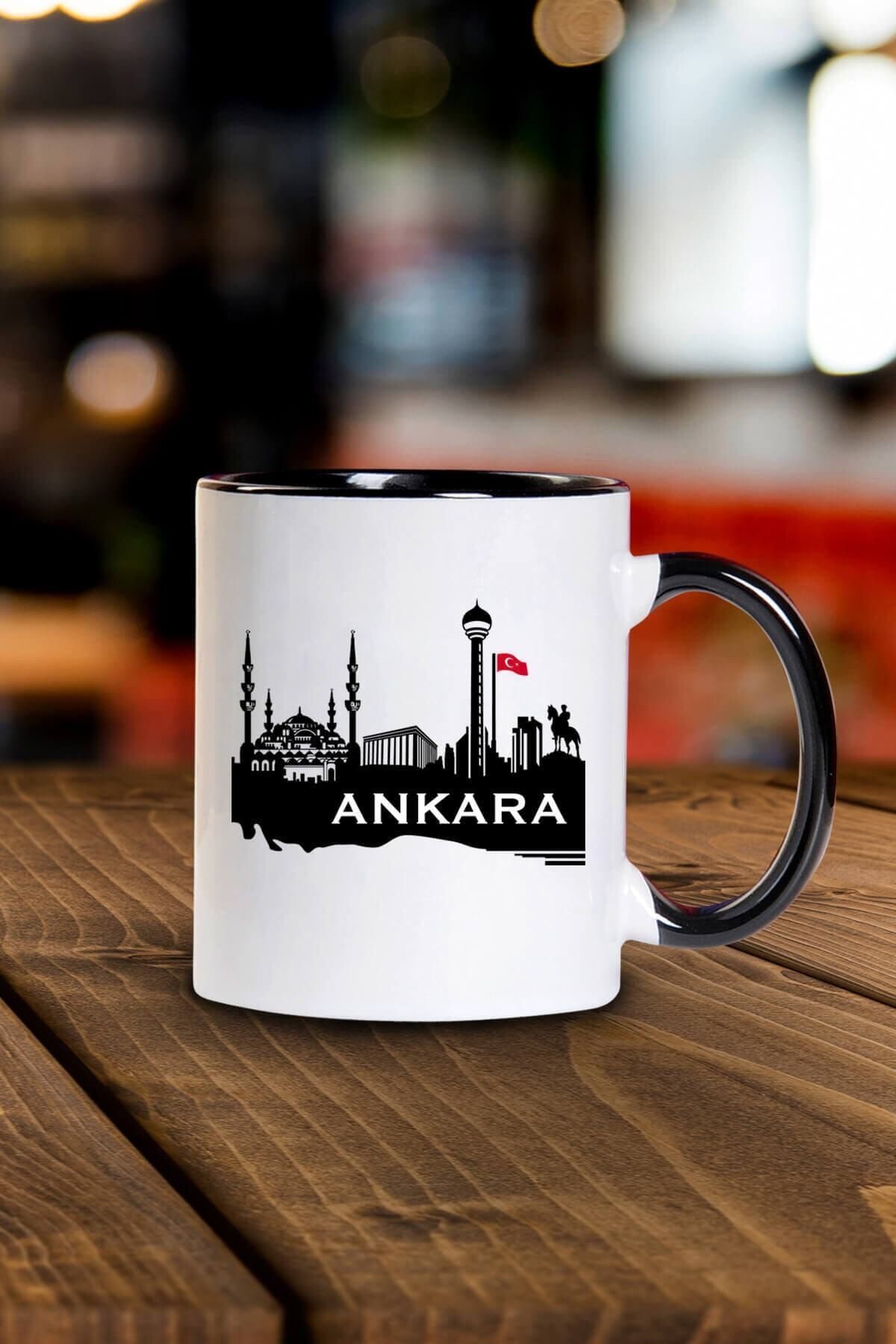 GiftStore Ankara Silueti Kırmızı Kalpli Kupa Bardak