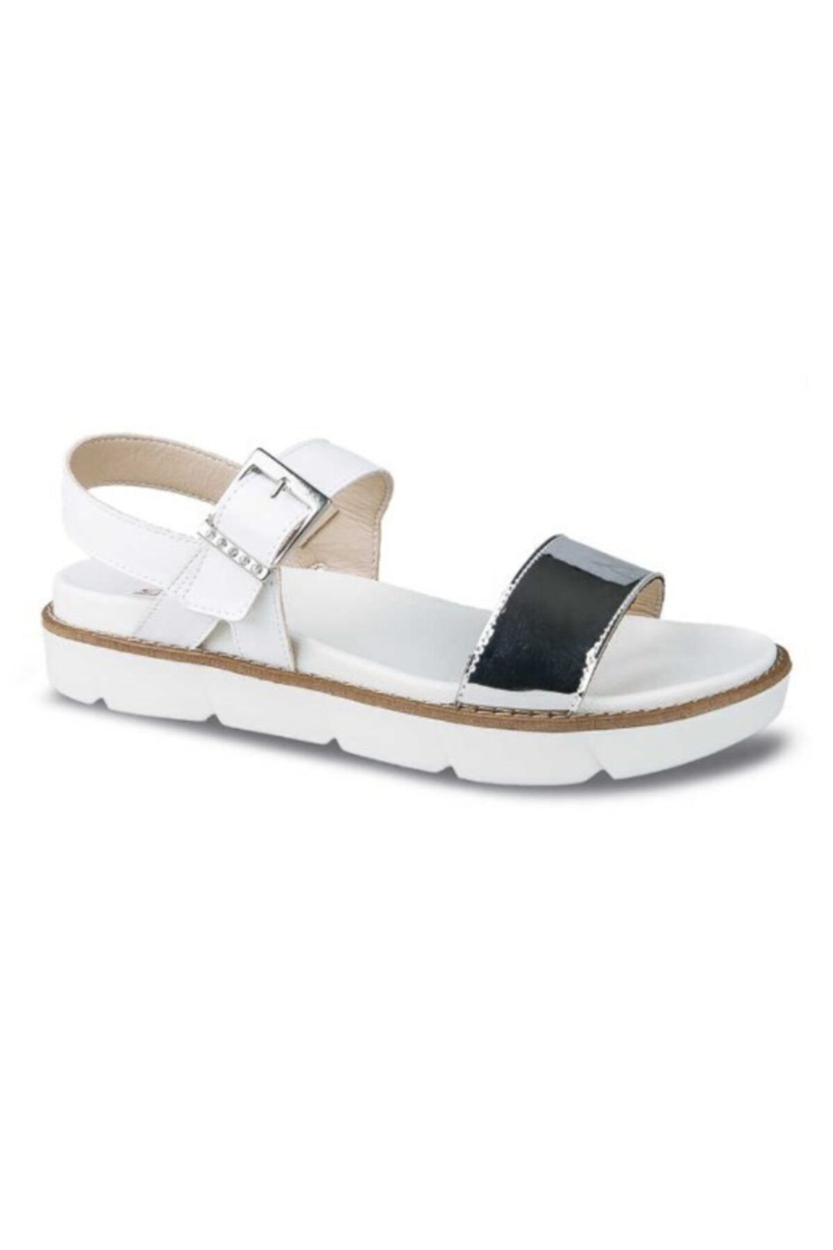 Ceyo Kadın Gümüş Renk Düz Taban Sandalet 9966