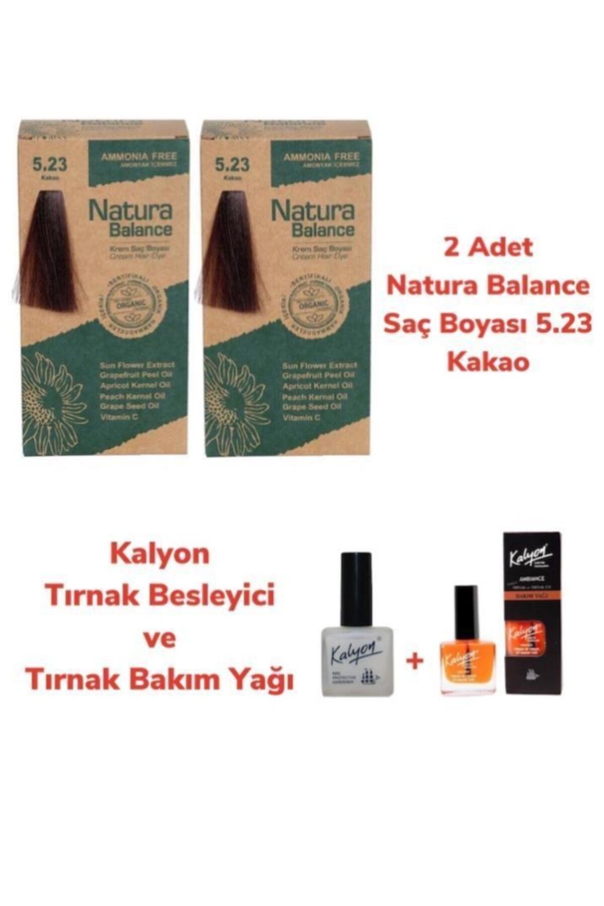 NATURABALANCE Balance Saç Boyası 5.23 Kakao 2 Adet + Kalyon Tırnak Besleyici Ve Bakım Yağı