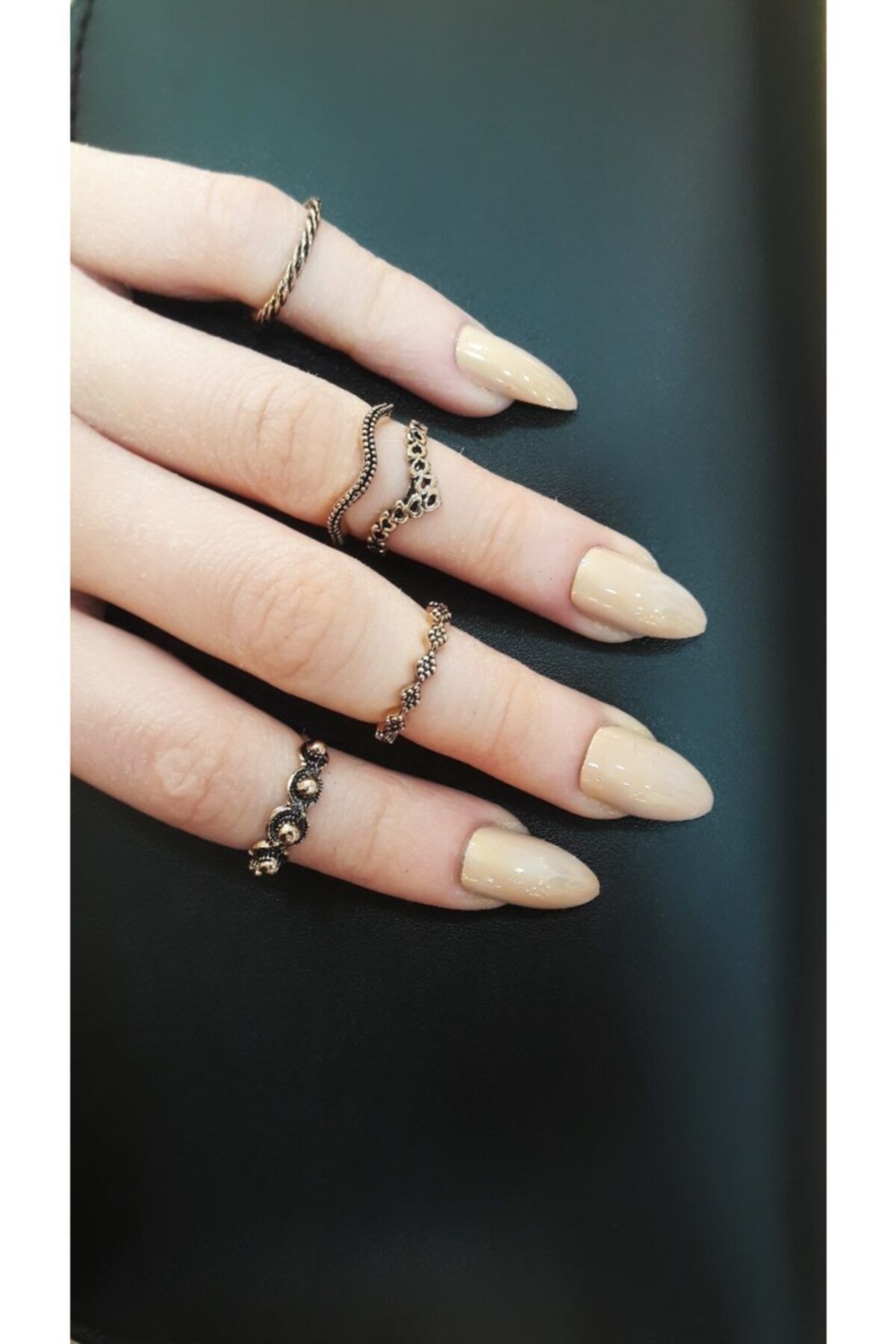 Mysoho Accessories Kadın Vintage Gold Eklem Yüzüğü 5 Adet