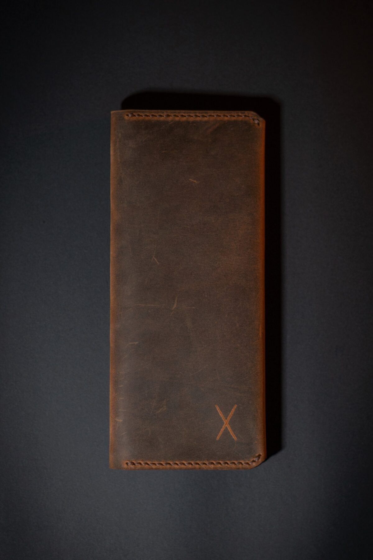 minimal X design Unisex Kahverengi Para Ve Telefon Cüzdanı