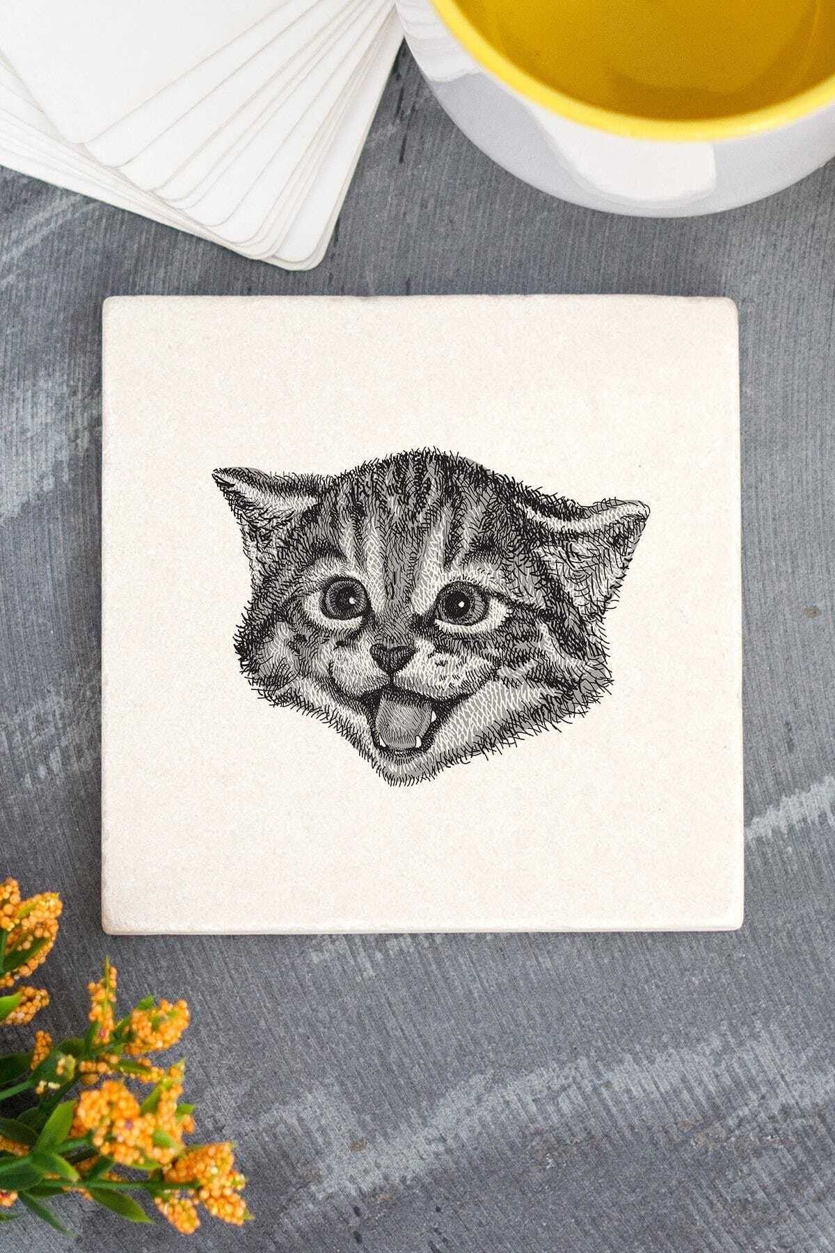 GiftStore Tatlı Kedi Taş Bardak Altı