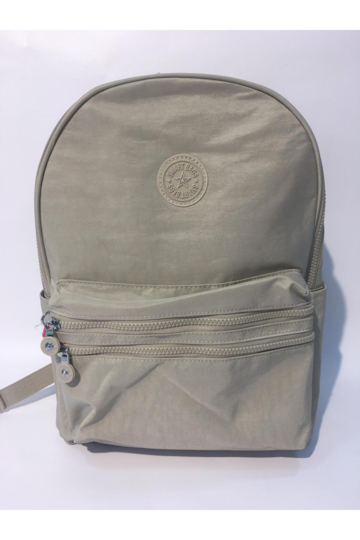 Smart Bags Unisex Bej Büyük Boy Krinkıl Kumaş Sırt Çantası
