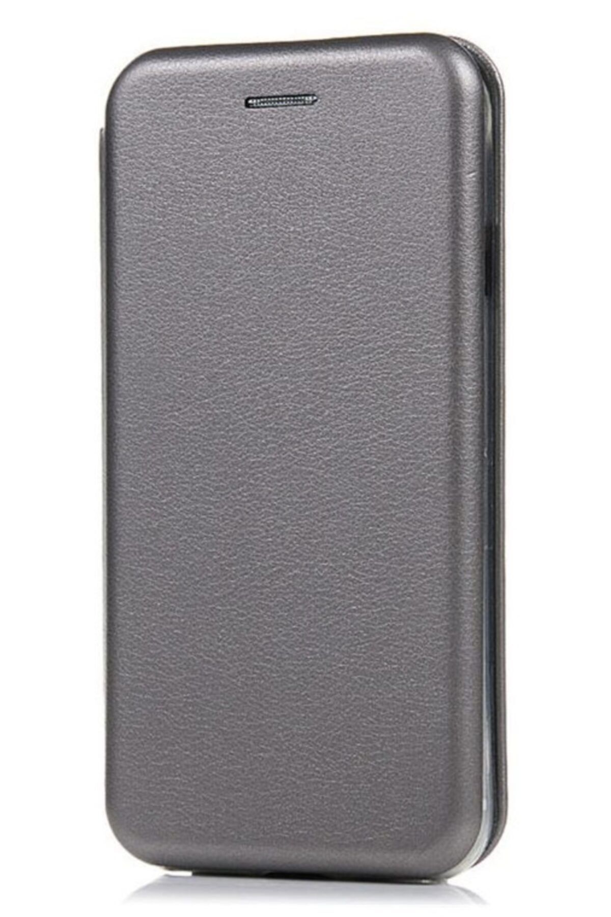 Mobilcadde Huawei P40 Lite E Curve Manyetik Kapaklı Silver Deri Kılıf